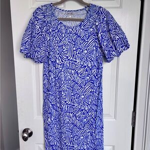 Lilly Pulitzer Blue and White Zebra Print Midi Dress